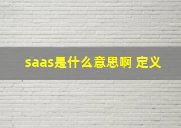 saas是什么意思啊 定义